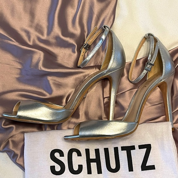 SCHUTZ Silver Sasha Lee High Heel Sandal size 8 - Picture 5 of 6